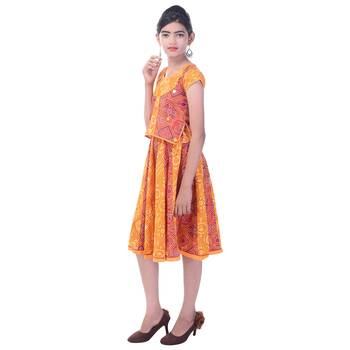Multicolor Cotton Printed Set of Skirt and Top for Girls 3