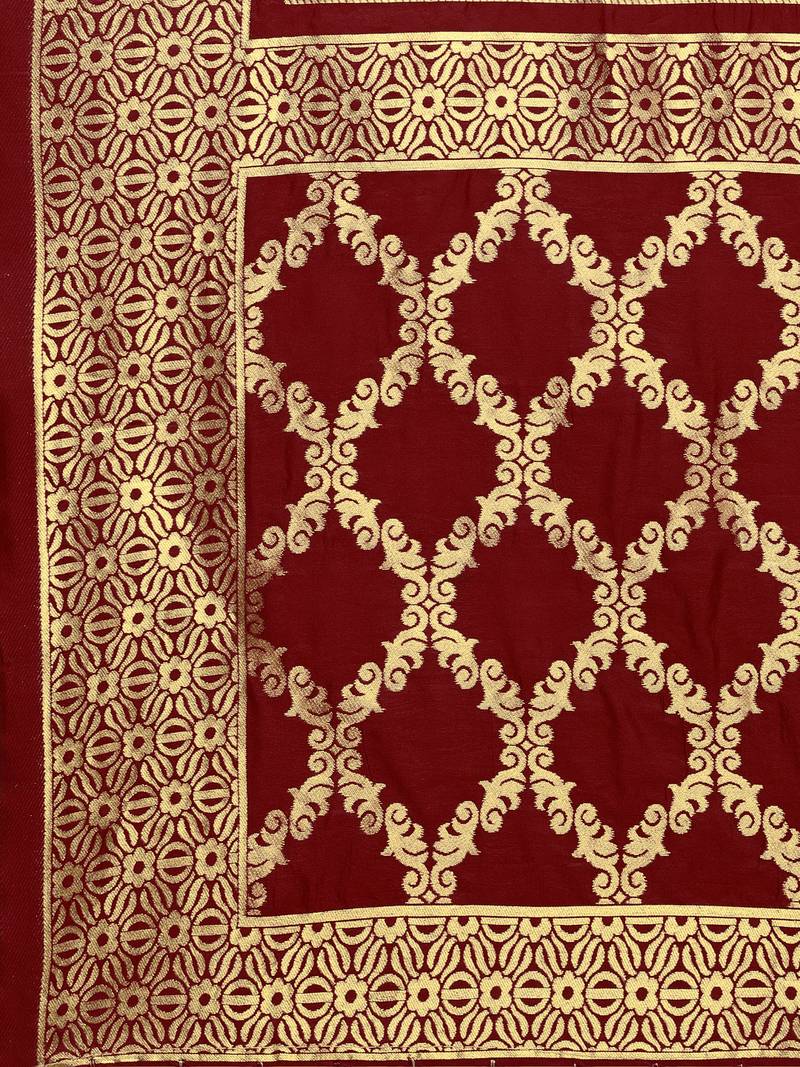 Maroon Color Banarasi Woven Dupattas With Fancy Tassels Blissta 2711707