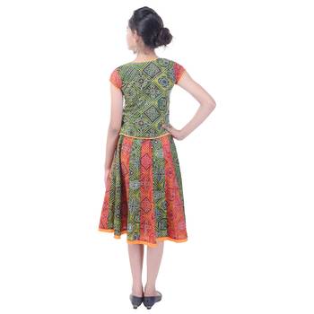Multicolor Cotton Printed Set of Skirt and Top for Girls 2