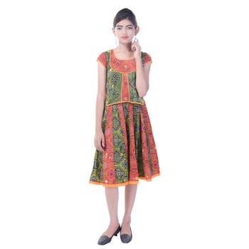 Multicolor Cotton Printed Set of Skirt and Top for Girls 4