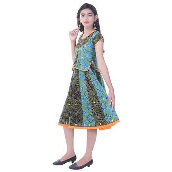 Multicolor Cotton Printed Set of Skirt and Top for Girls 3