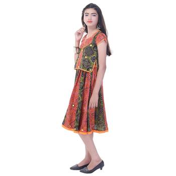 Multicolor Cotton Printed Set of Skirt and Top for Girls 3