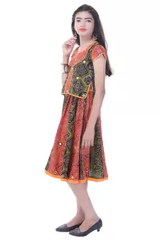 Multicolor Cotton Printed Set of Skirt and Top for Girls