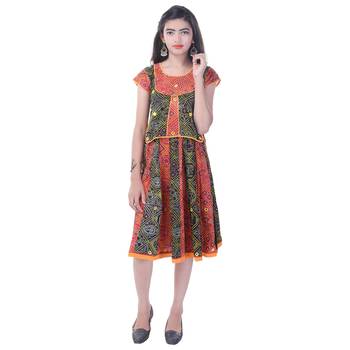 Multicolor Cotton Printed Set of Skirt and Top for Girls 4