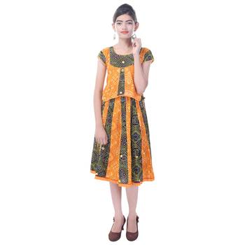 Multicolor Cotton Printed Set of Skirt and Top for Girls 4