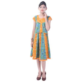 Multicolor Cotton Printed Set of Skirt and Top for Girls 4