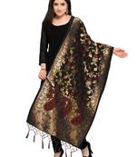 Black Woven Banarasi Designer Party Wear Stole And Dupattas