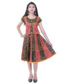 Multicolor Cotton Printed Set of Skirt and Top for Girls