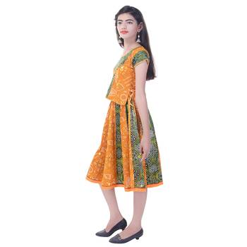 Multicolor Cotton Printed Set of Skirt and Top for Girls 3