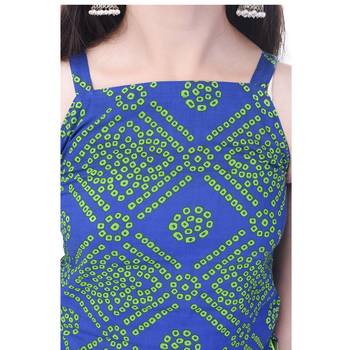 Blue Cotton Printed Set of Skirt and Top for Girls 4