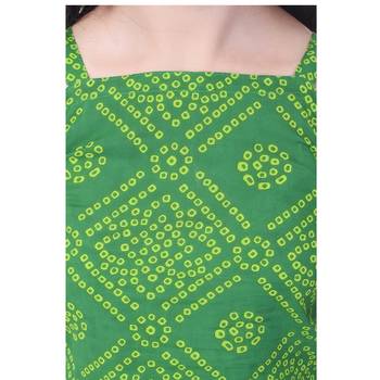 Green Cotton Printed Set of Skirt and Top for Girls 4