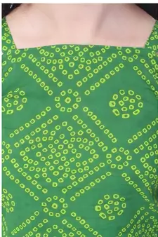 Green Cotton Printed Set of Skirt and Top for Girls