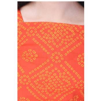 Orange Cotton Printed Set of Skirt and Top for Girls 5