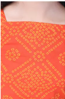 Orange Cotton Printed Set of Skirt and Top for Girls