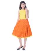 Yellow Cotton Printed Set of Skirt and Top for Girls