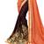 Brown embroidered georgette saree with blouse