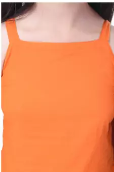 Orange Cotton Printed Set of Skirt and Top for Girls