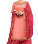 Peach embroidered satin salwar