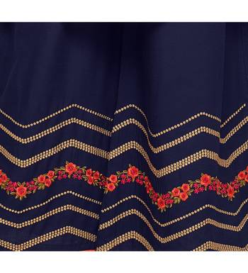 Orange & Navy Blue Rayon Embroidered Women's Palazzo Suit 5
