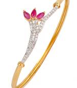 american diamond  red leaf marquis openable kada bangle bracelet