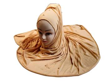 Cream Color Beads And Tassel Work Hosiery Cotton Women'S Headscarf 3