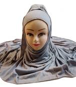 Grey Color Beads And Tassel Work Hosiery Cotton Women'S Headscarf
