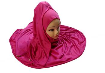Magenta Color Beads And Tassel Work Hosiery Cotton Women'S Headscarf 1
