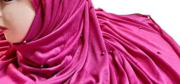 Magenta Color Beads And Tassel Work Hosiery Cotton Women'S Headscarf 2