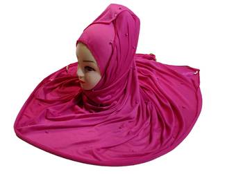 Magenta Color Beads And Tassel Work Hosiery Cotton Women'S Headscarf 5