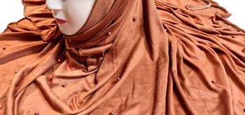 Mustard Color Beads And Tassel Work Hosiery Cotton Women'S Headscarf 3