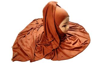 Mustard Color Beads And Tassel Work Hosiery Cotton Women'S Headscarf 4
