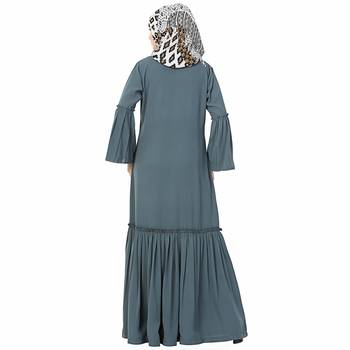 Grey plain polyester stitched islamic abaya 5