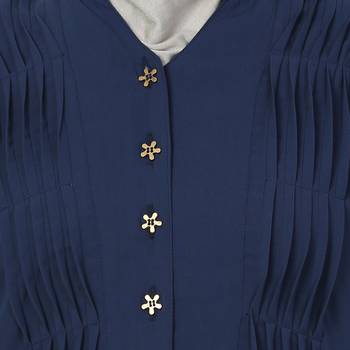 Blue plain polyester stitched islamic abaya 5