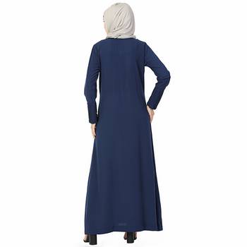 Blue plain polyester stitched islamic abaya 6