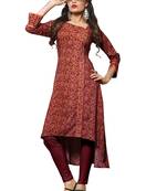 Blue printed rayon party-wear-kurtis