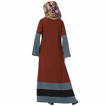 Brown plain polyester stitched islamic abaya 7