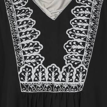 Black printed polyester stitched islamic abaya 7