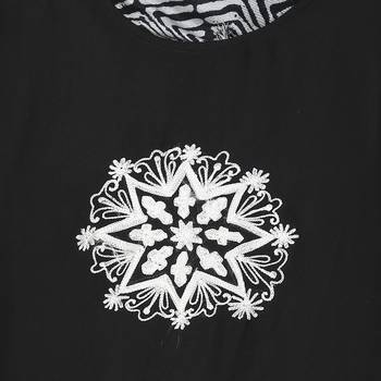 Black printed polyester stitched islamic abaya 7
