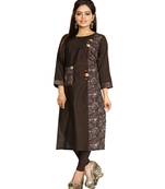 Brown Printed  Cotton Kurtis