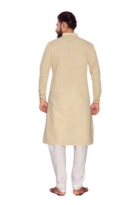 Biscuit Brown Plain Polly Linen Kurta Pajama 2