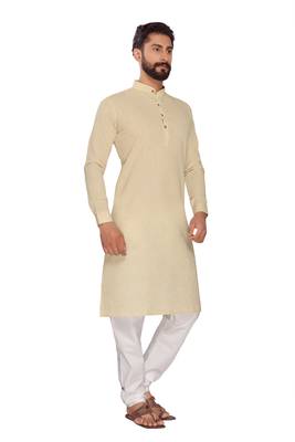 Biscuit Brown Plain Polly Linen Kurta Pajama 4