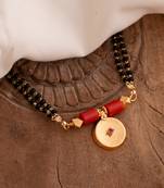 Black beads mangalsutra SHORT 18" with big Single vati one gram gold