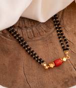 Black beads mangalsutra SHORT 18" one gram gold