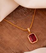 Golden short chain with red stone pendant one gram gold