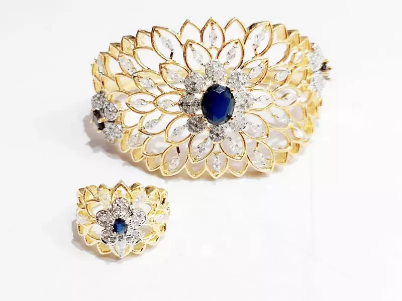 Gold Plated Heavy American diamond Bracelet & Ring Combo for Women