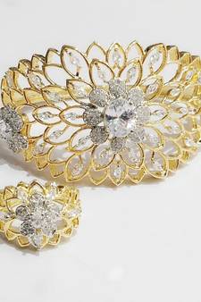 Gold Plated Heavy American diamond Bracelet & Ring Combo for Women