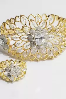 Gold Plated Heavy American diamond Bracelet & Ring Combo for Women