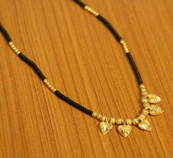 Gold Plated Heart Shaped Black Beads Necklace 1