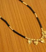 Gold Plated Heart Shaped Black Beads Necklace