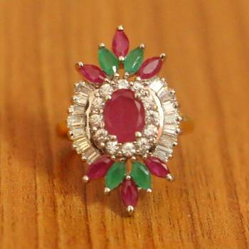 Multicolour Diamond Look Gold Plated Adjustable Ring 1
